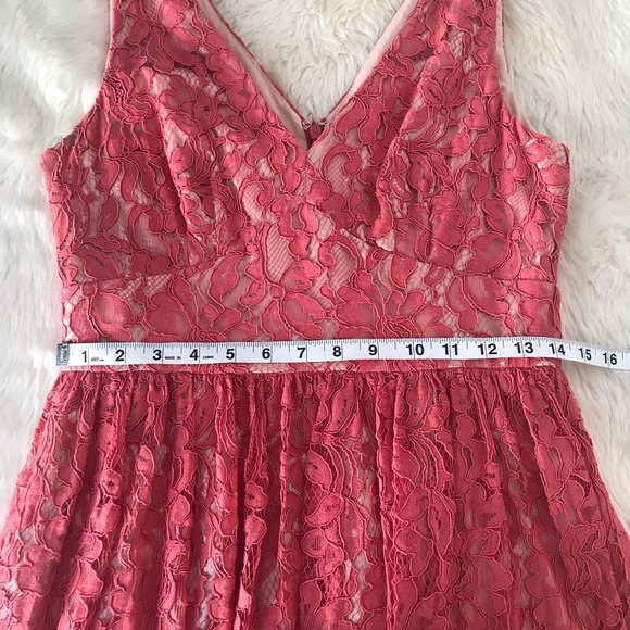 ELIZA J Lace Midi Dress Sleeveless A-Line V Neckline Dusty Coral Red Size 6 NWOT - Picture 14 of 16